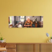 Chef - Keuken - Kersen schoonmaken Canvas Afdruk (Insitu (Woonkamer))
