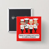 Chef kinder kookklasse universeel naamplaatje vierkante button 5,1 cm (Voorkant /achterkant)