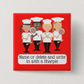 Chef kinder kookklasse universeel naamplaatje vierkante button 5,1 cm (Voorkant)