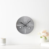 Chef Kitchen gereedschap Faux Metal Steel Ronde Klok (Huis)