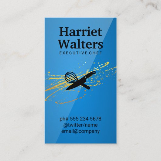Chef Kitchen Knife en Whisk Visitekaartje (Voorkant)