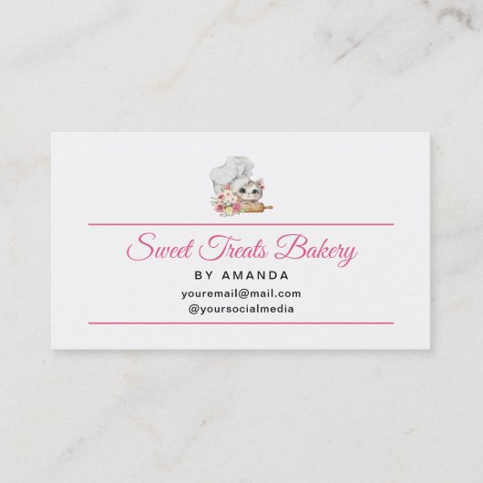 Chef Kitten Bakery Pink Visitekaartje (Achterkant)
