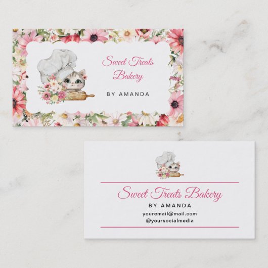 Chef Kitten Bakery Pink Visitekaartje (Voorkant / Achterkant)