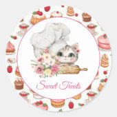 Chef Kitten Bakery Ronde Sticker (Voorkant)