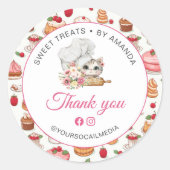 Chef Kitten Bakery Thank you Ronde Sticker (Voorkant)