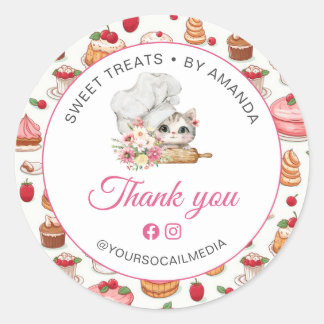 Chef Kitten Bakery Thank you Ronde Sticker