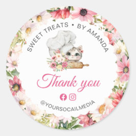 Chef Kitten Bakery Thank you Ronde Sticker
