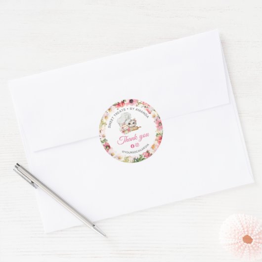 Chef Kitten Bakery Thank you Ronde Sticker (Envelop)