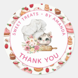 Chef Kitten Bakery Thank you Ronde Sticker
