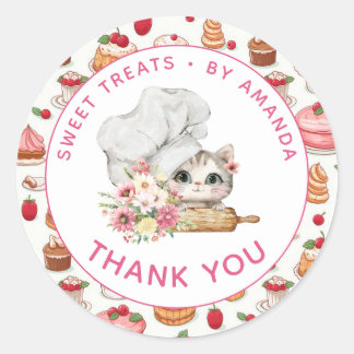 Chef Kitten Bakery Thank you Ronde Sticker