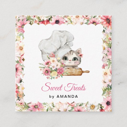 Chef Kitten Bakery Thank you Vierkante Visitekaartje (Voorkant)