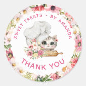 Chef Kitten Bakkerij Dank je Ronde Sticker (Voorkant)