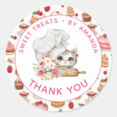 Chef Kitten Bakkerij Dank je Ronde Sticker (Voorkant)