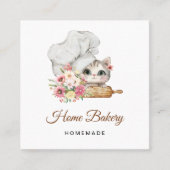 Chef Kitten Bakkerij Vierkante Visitekaartje (Voorkant)