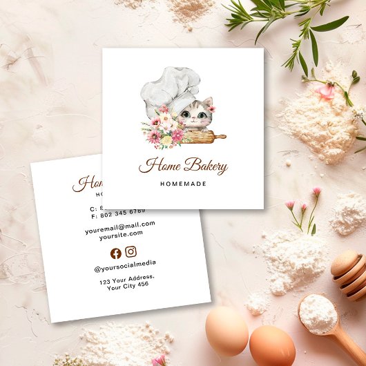 Chef Kitten Bakkerij Vierkante Visitekaartje