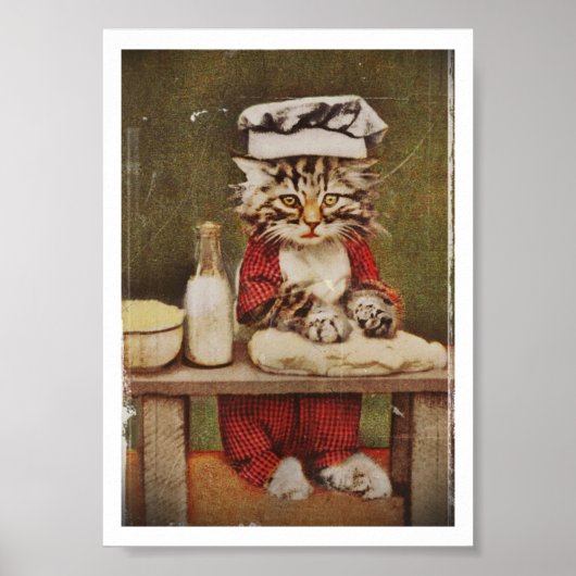Chef Kitten Making Bread Poster (Voorkant)