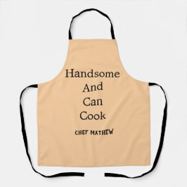 Chef knap en kan eenvoudig modern koken schort