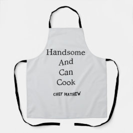 Chef knap en kan eenvoudig modern koken schort