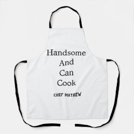 Chef knap en kan eenvoudig modern koken schort