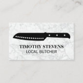 Chef Knife | Achtergrond witte marmer Visitekaartje (Voorkant)