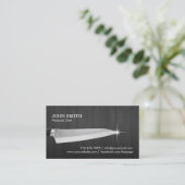 Chef Knife Catering Restaurant Elegan Dark Wood Visitekaartje (Staand voorkant)