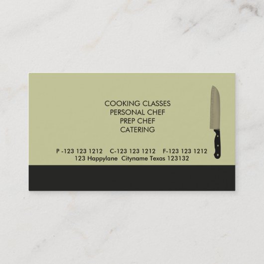 Chef Knife Catering Sharp Koking Knife Visitekaartje (Achterkant)