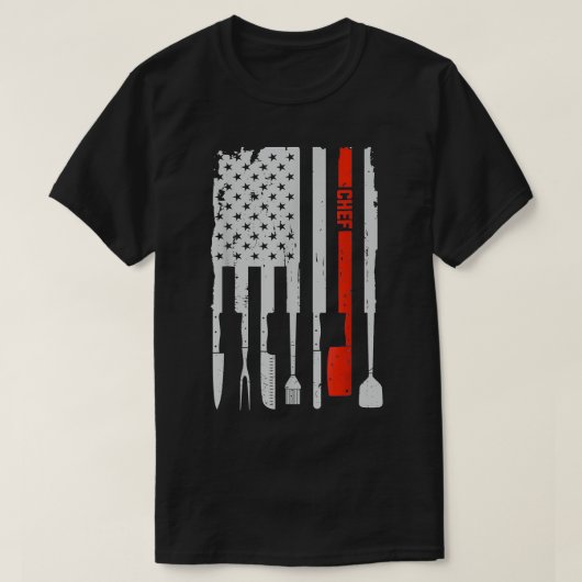 Chef Knife Cook Culinaire 4 juli Amerikaanse helft T-shirt (Design voorkant)