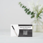 Chef Knife Faux Leather Custom Photo QR Code Visitekaartje (Staand voorkant)