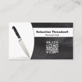 Chef Knife Faux Leather Custom Photo QR Code Visitekaartje (Voorkant)