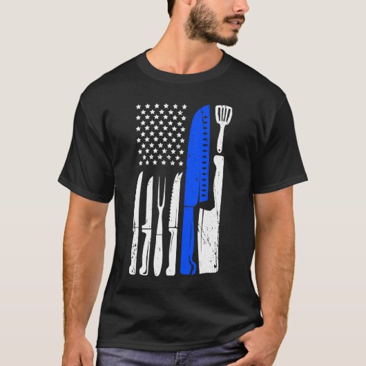 Chef Knife Flag USA Patriotic Cook Flag T-shirt (Voorkant)