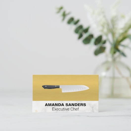 Chef Knife | Goudtextiel Visitekaartje (Staand voorkant)