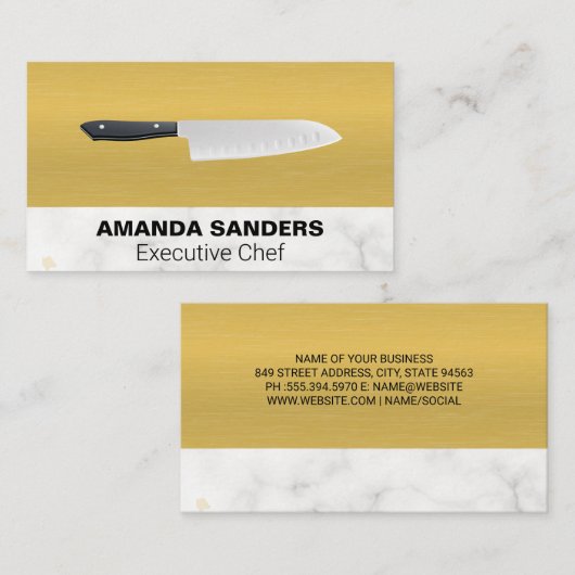 Chef Knife | Goudtextiel Visitekaartje (Voorkant / Achterkant)