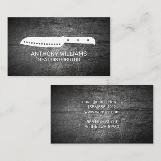 Chef Knife icoon | gekrast metaal Visitekaartje (Voorkant / Achterkant)