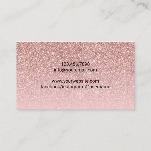 Chef Knife Modern Blush Roos Gold Glitter Visitekaartje (Achterkant)