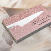 Chef Knife Modern Blush Roos Gold Glitter Visitekaartje