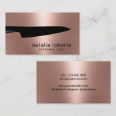 Chef Knife Modern Roos Gold Metallic Visitekaartje (Voorkant / Achterkant)
