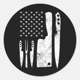 Chef Knife Patriotic Easter ons vlag Ronde Sticker