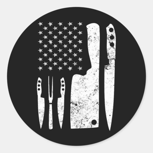 Chef Knife Patriotic Easter ons vlag Ronde Sticker (Voorkant)