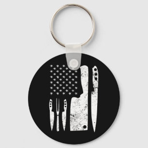 Chef Knife Patriotic Easter ons vlag Sleutelhanger