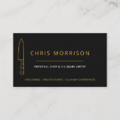 Chef Knife Personal Chef Catering Gold Black Visitekaartje (Voorkant)