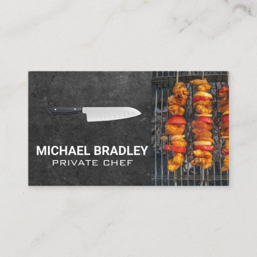 Chef Knife | Voedsel op de Grill Visitekaartje (Voorkant)