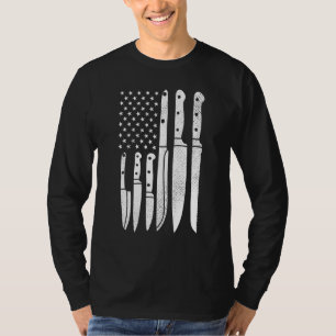 Chef Knives Cooking Util Cooking Us Flag J T-shirt