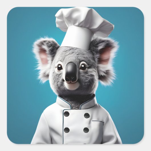 Chef Koala Vierkante Sticker (Voorkant)