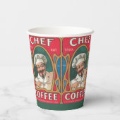 Chef koffie  art nouveau elegant rood papieren bekers (Achterkant)