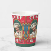 Chef koffie  art nouveau elegant rood papieren bekers (Links)