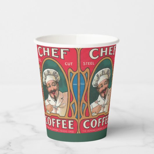 Chef koffie art nouveau elegant rood papieren bekers (Links)