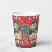 Chef koffie art nouveau elegant rood papieren bekers (Voorkant)