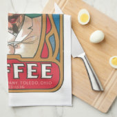 Chef koffie  art nouveau keuken blauw rood theedoek (Quarter Fold)