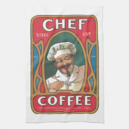 Chef koffie art nouveau keuken blauw rood theedoek