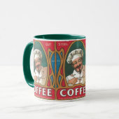 Chef koffie art nouveau keuken vintage mok (Voorkant links)